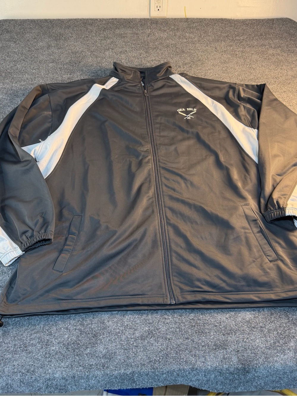 Men's Black and White Lightweight Full-Zip Jacket
